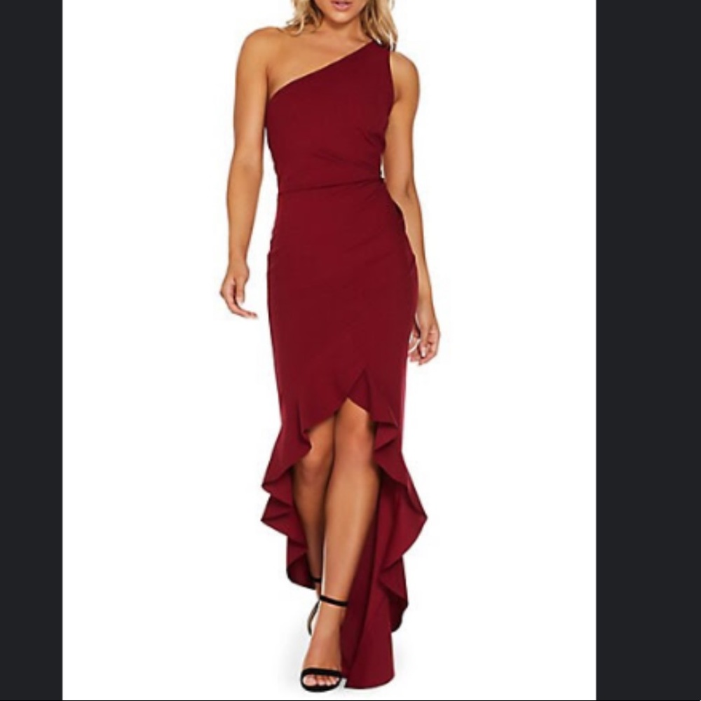 Quiz One Shoulder Ruffle High Low Dress